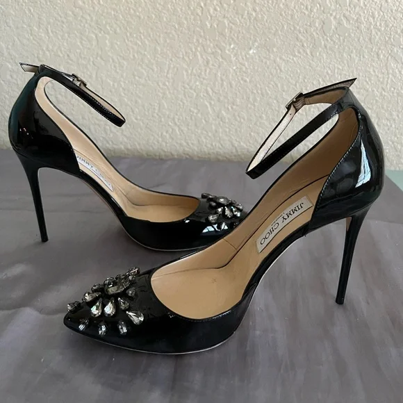 Jimmy Choo Lucy Mix Crystal D’Orsay Pumps Shoes 38.5 - Picture 3 of 15